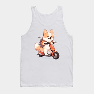 Cartoon Dog Rides Motorcycle to Fun Tank Top